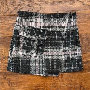 Love, Fire Nordstrom Kids' Girls Plaid Skort, small, black and pink